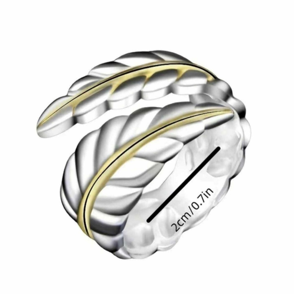 Simple Silver/Gold Adjustable
Feather Open Ring